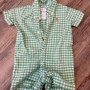 Ralph Lauren Baby Boy Green Plaid Romper
